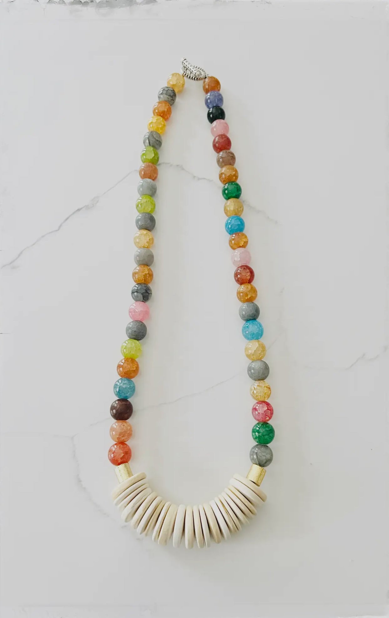 Short Gemstone Agate Bead Necklace Multicolored