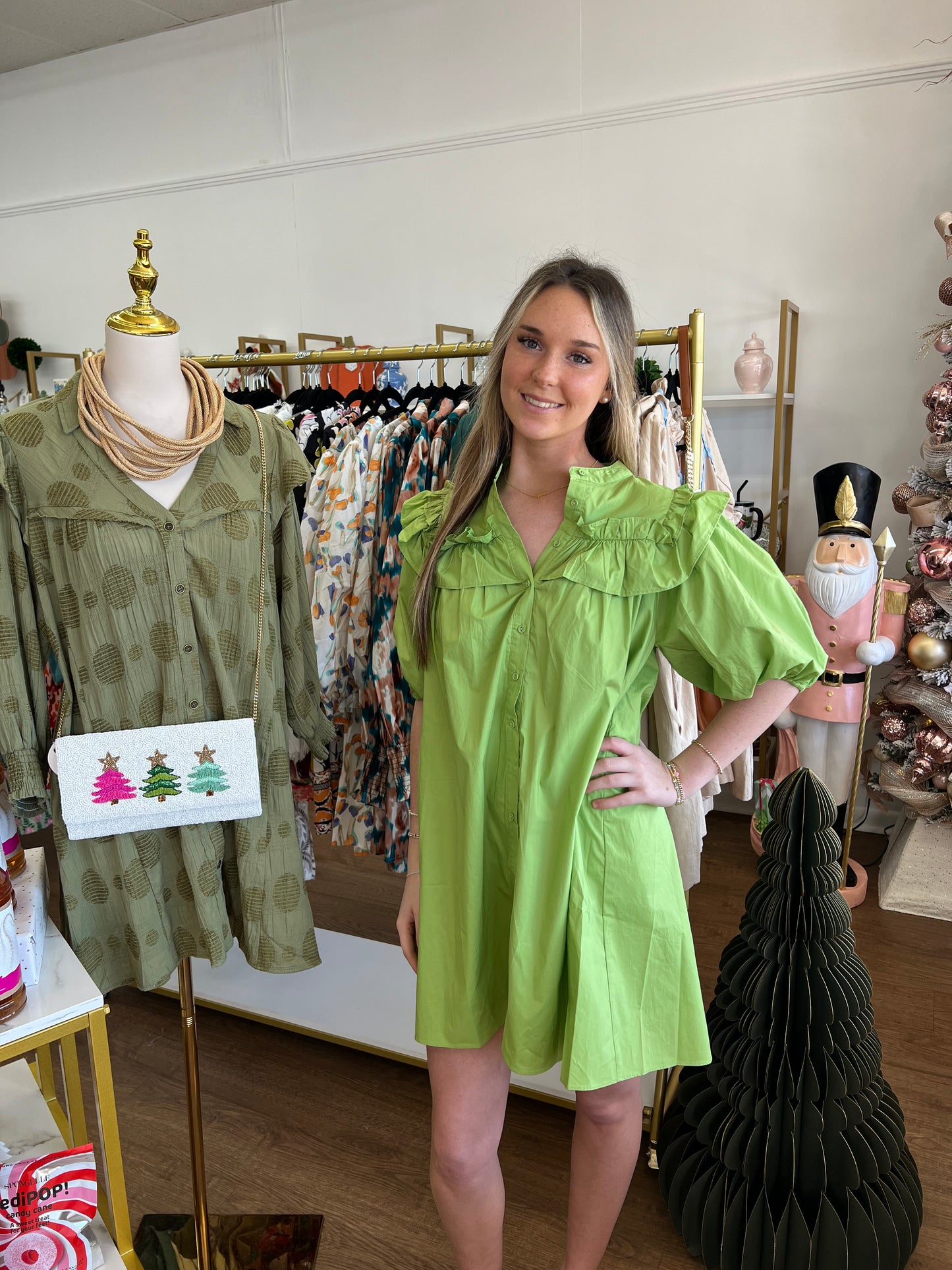 Frilly in Green Dress