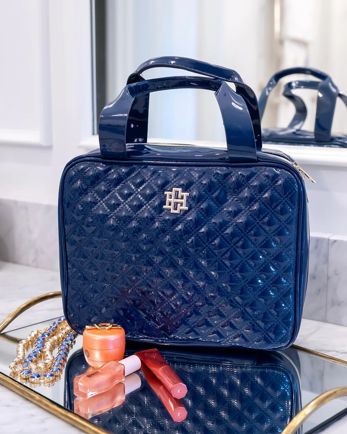 Punta Cana Large Case-Navy Patent