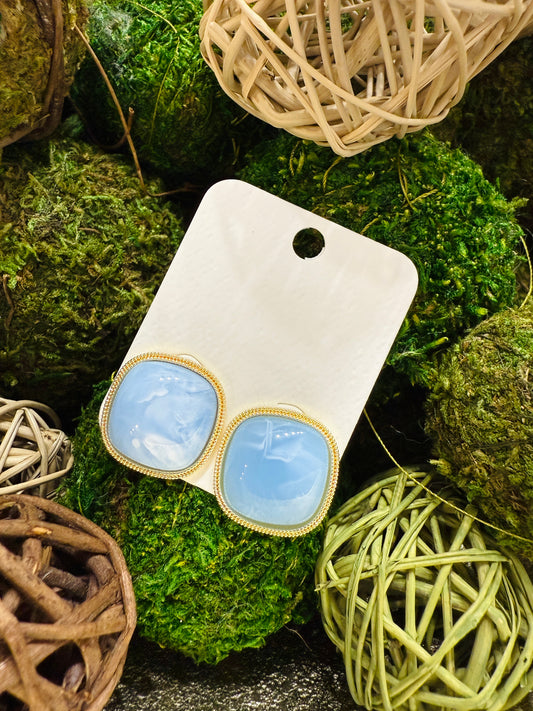 Statement Stud-Marble Blue