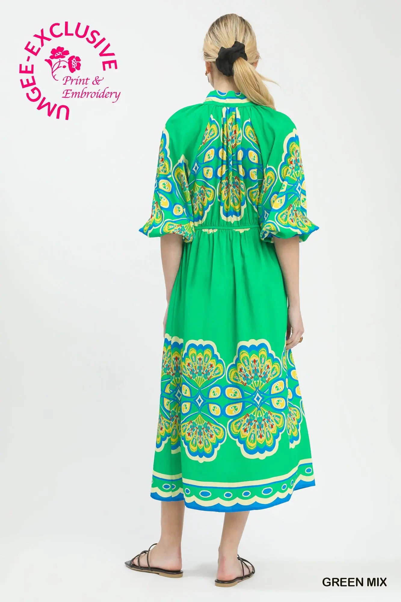 Border Print Midi Dress