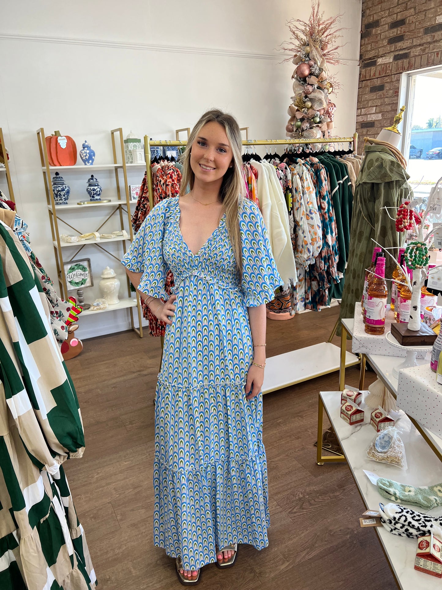 Blue Pattern Spring Maxi