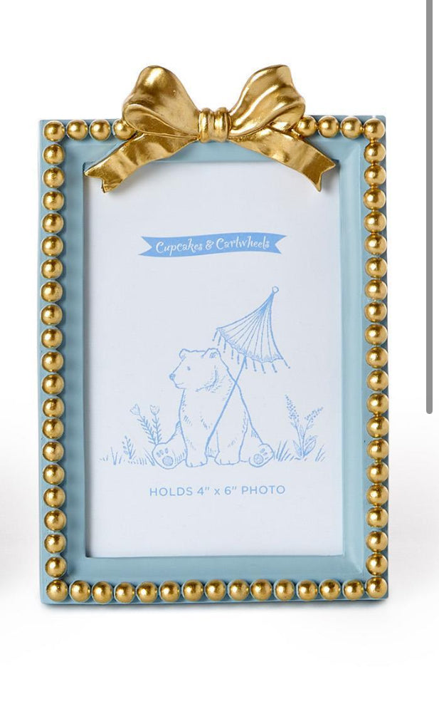 Small Blue Gold Bow Frame(4”x6”)