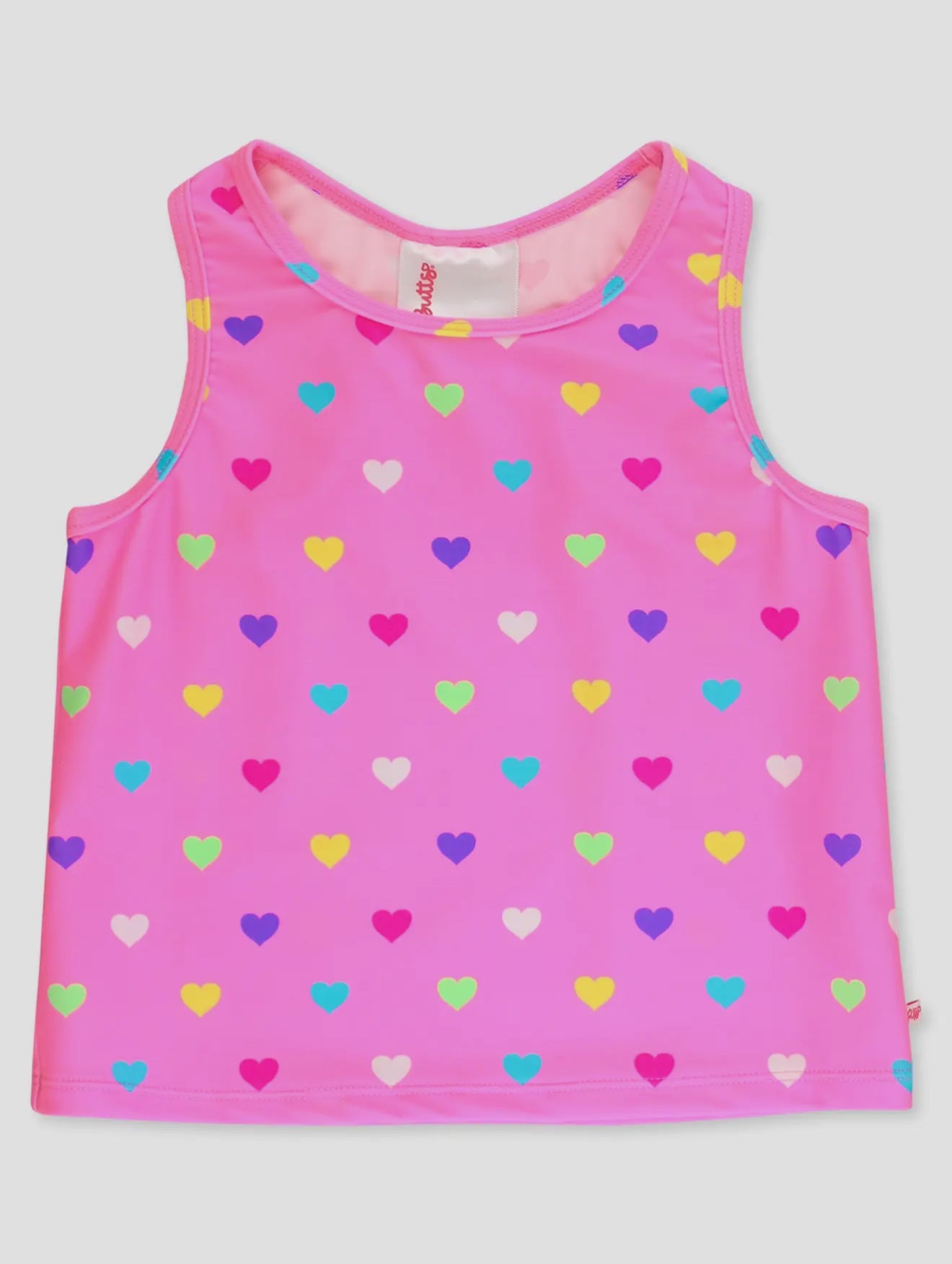 Neon Pink Colorful Hearts Active Tank Top