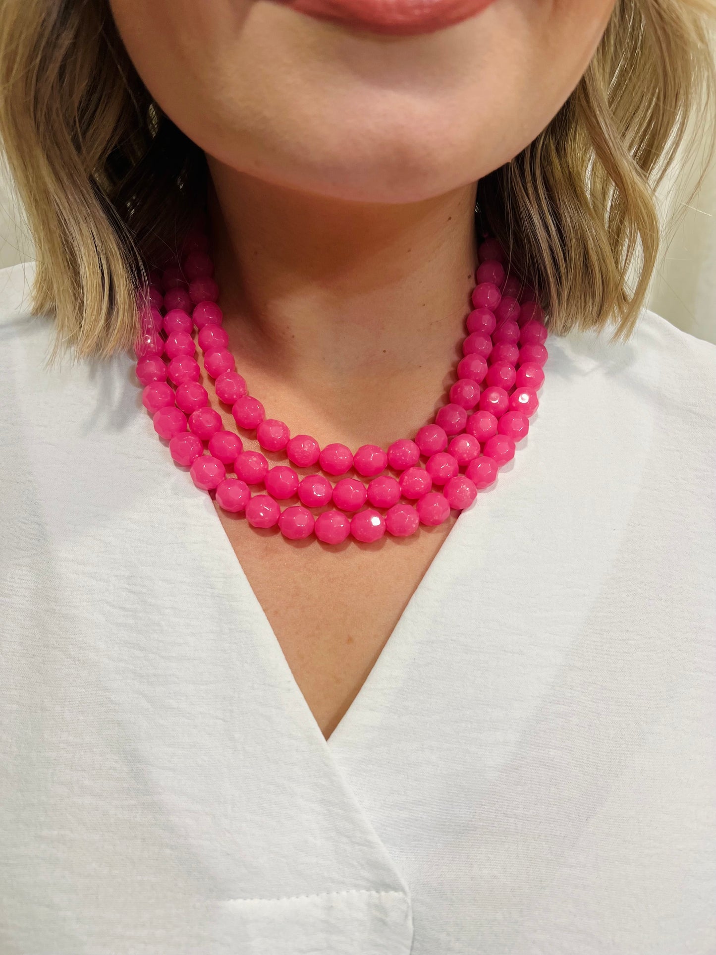 Such A Diva Necklace-Hot Pink