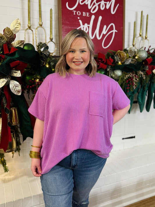 Your Fav Raised Ribbed Tee PLUS-Spring Violet