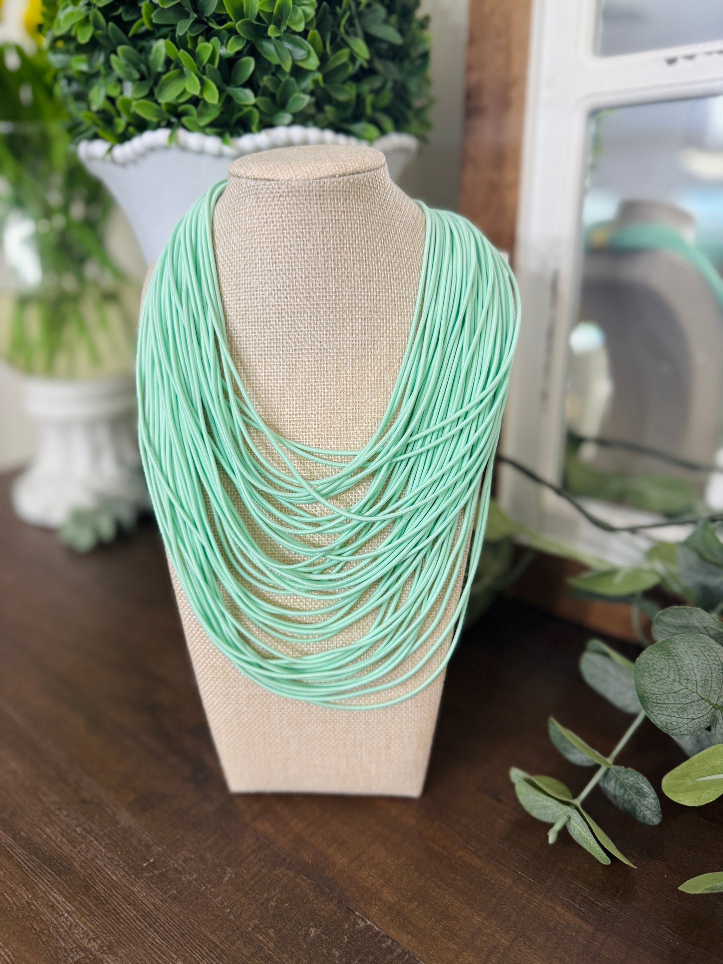 Multi Strand Mint Necklace