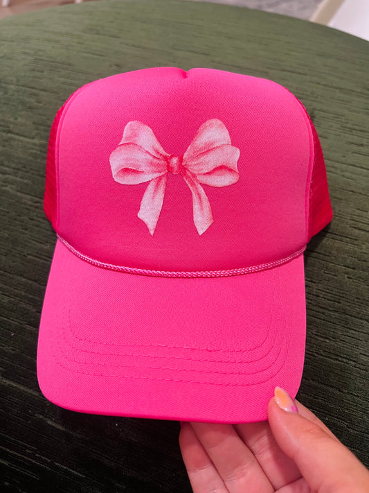 Hot Pink Bow Trucker Hat