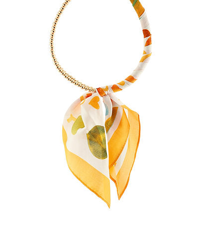 Beaded Scarf Necklace-Yellow Multi