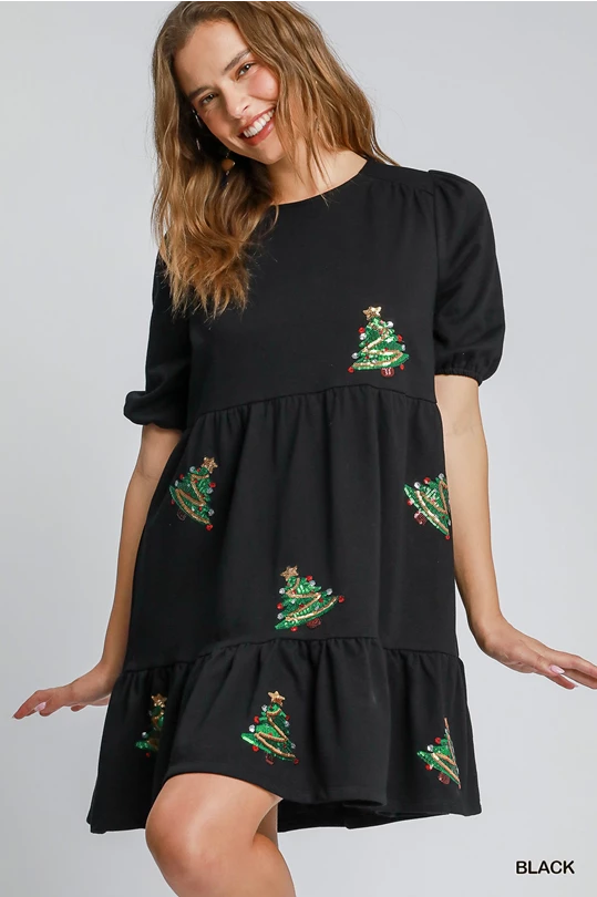 Sequin Christmas Tree Mini Dress