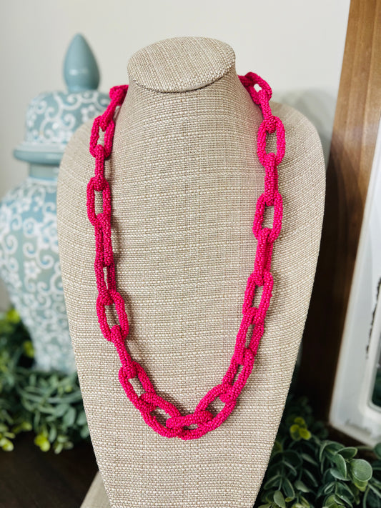 Chasing You Necklace-Hot Pink
