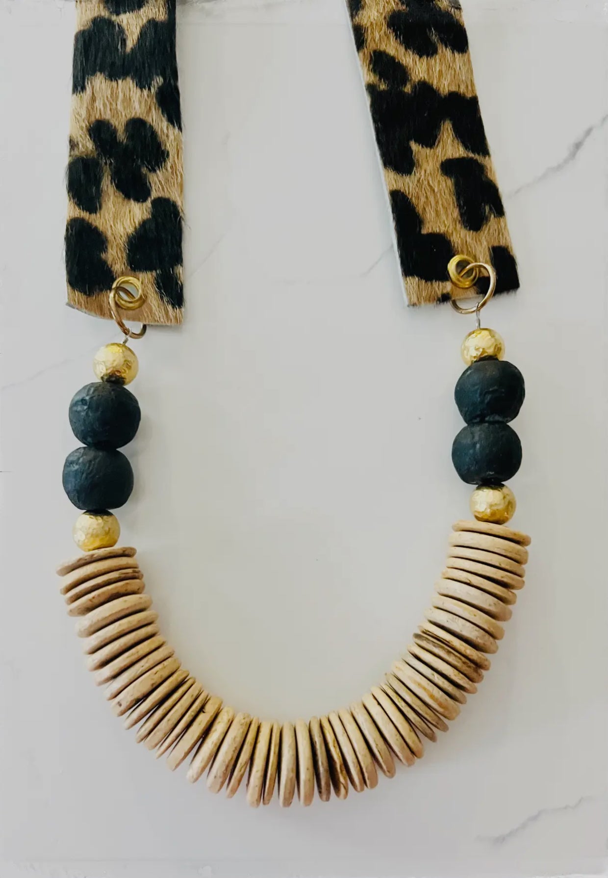 Leopard Hair Hide Fabric Strap Necklace