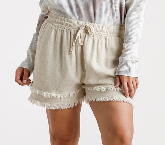 Linen Shorts Curvy-Oatmeal