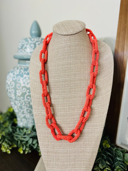 Chasing You Necklace-Coral