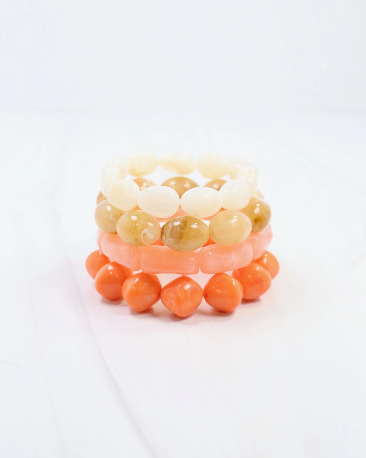 Joplin Marble Beaded Bracelet Set Coral
