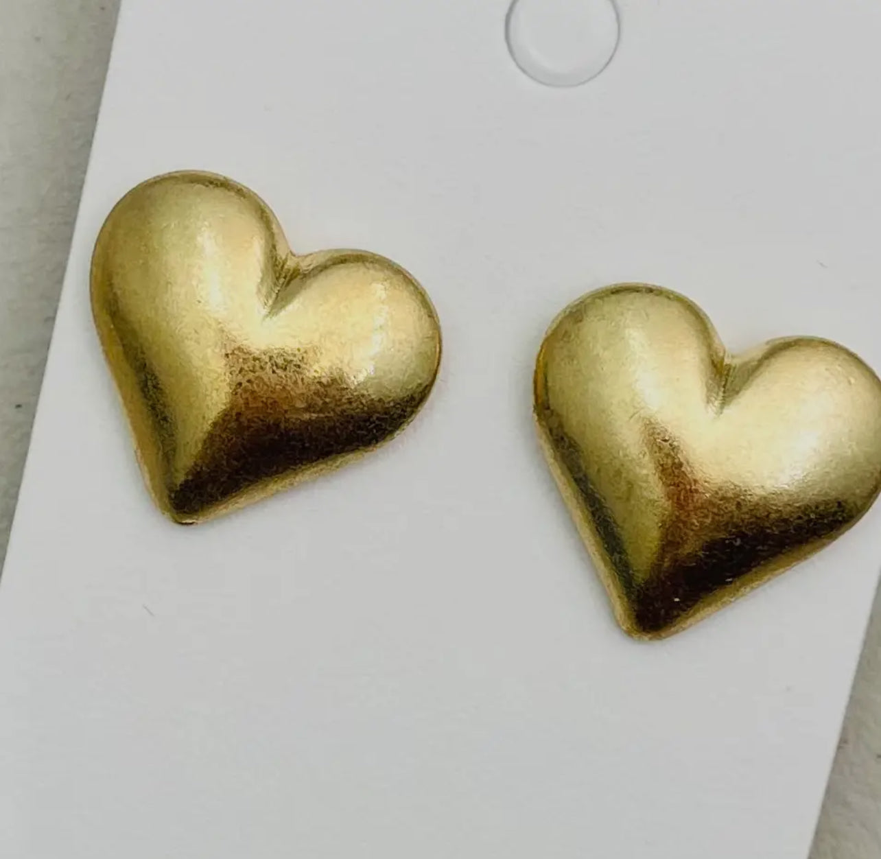 Puffy Heart Stud- Vintage Gold