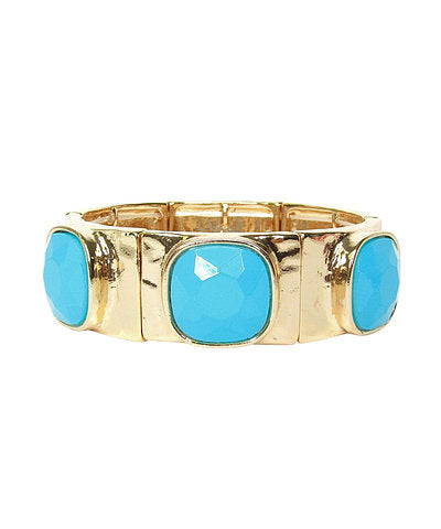 Linked Square Dome Stone Bracelet-Turquoise