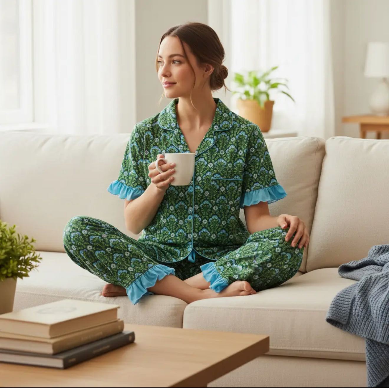 Slumber Party Pajama Pants Set- Everbloom Forest Green