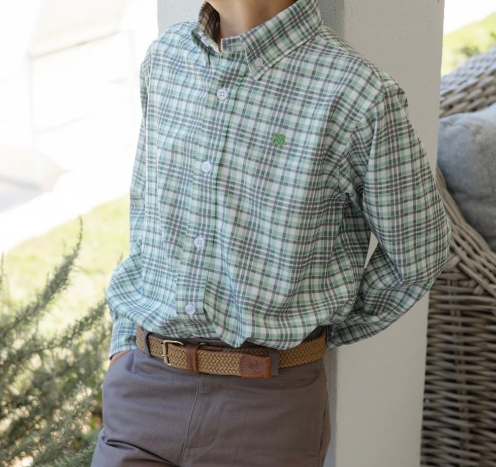 Performance Roscoe Button Down Shirt-Oak Plaid