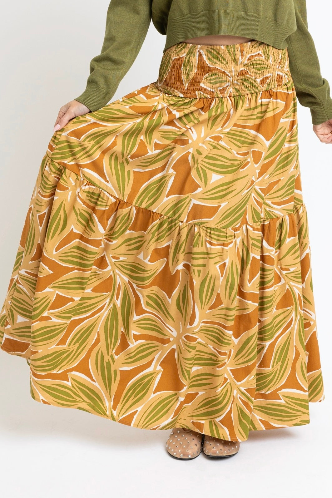 Karlie Desert Palm Smock Tier Skirt