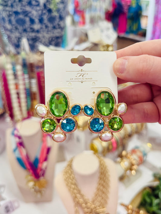 Event Time Earrings-Green/Blue