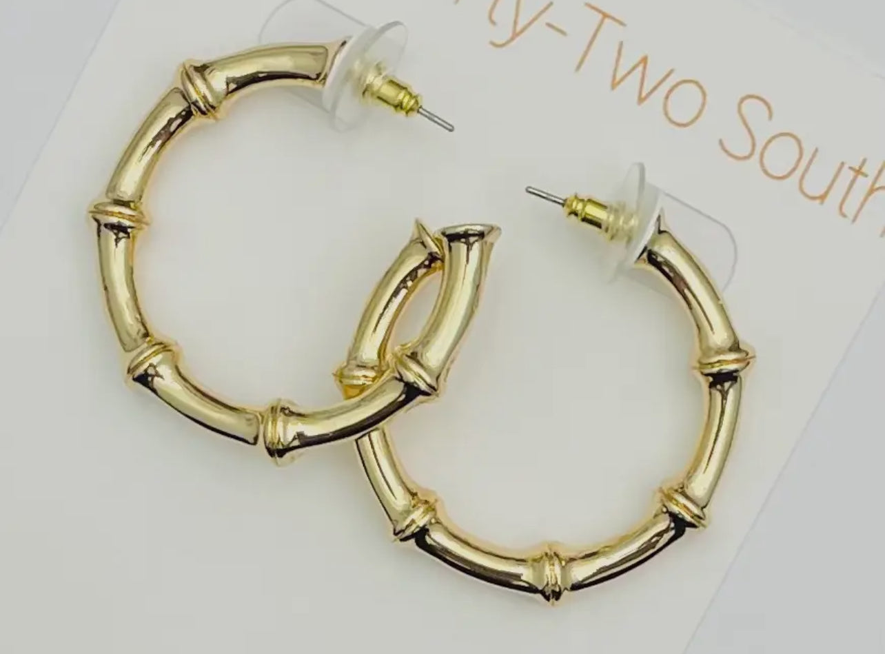 Golden Bamboo Hoops