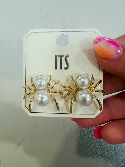 Pearl Spider Studs
