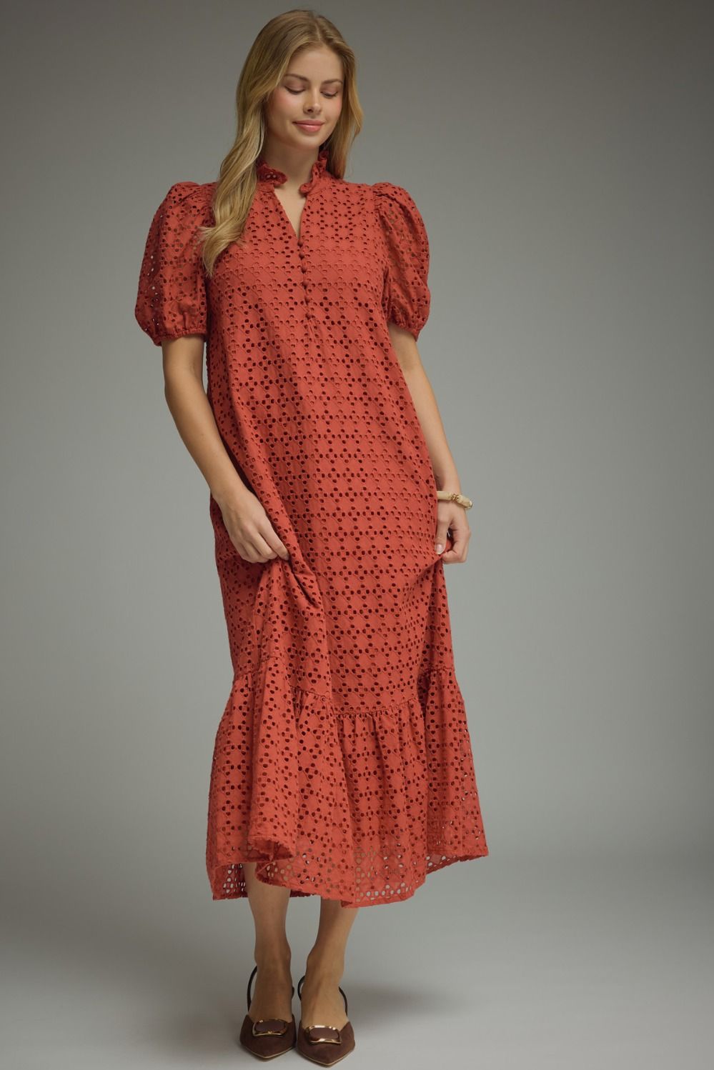 The Kai Eyelet Rust Dress-Regular/CURVY