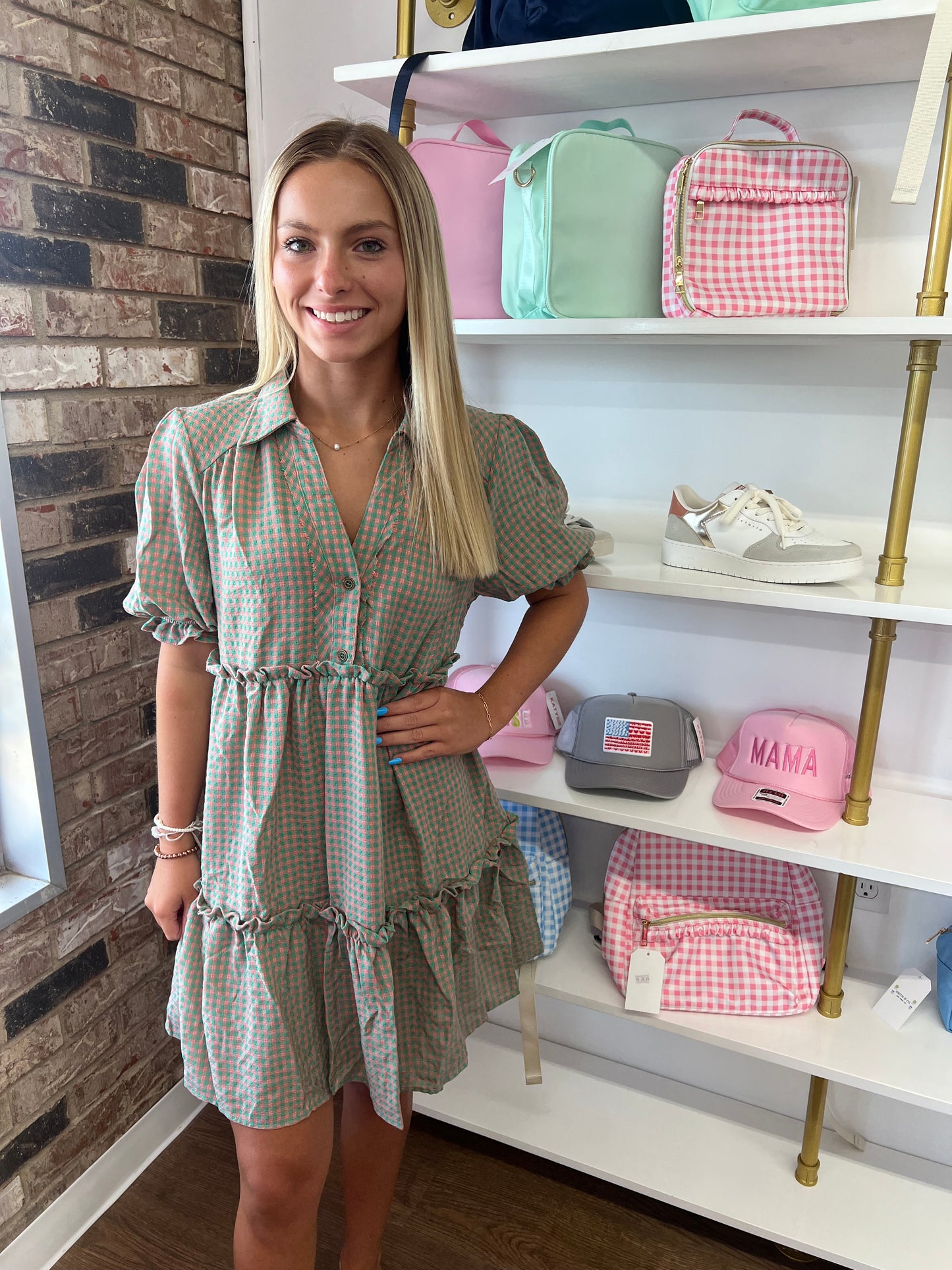 Pink and Green Dress