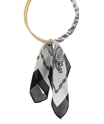 Beaded Scarf Necklace-Black