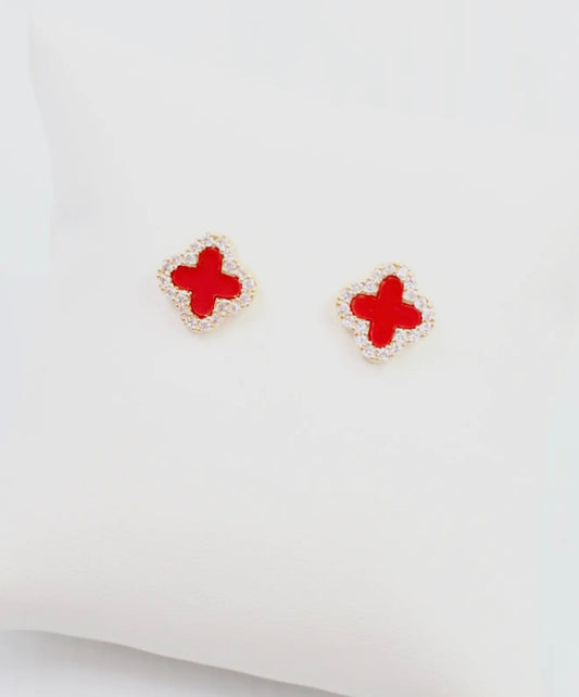 Red Clover Stud Earrings