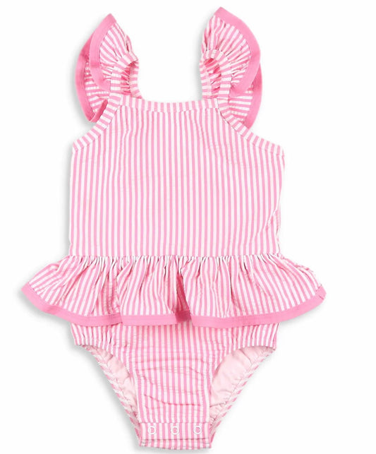 Pink Seersucker Splash One-piece