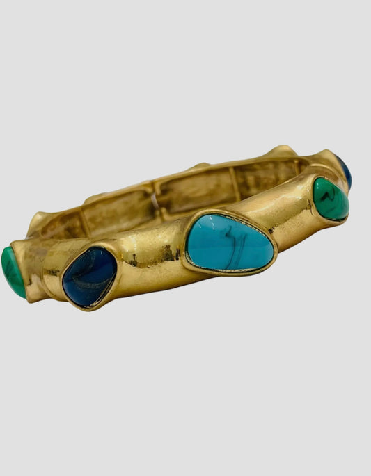 Gold/Turquoise Stone Bangle