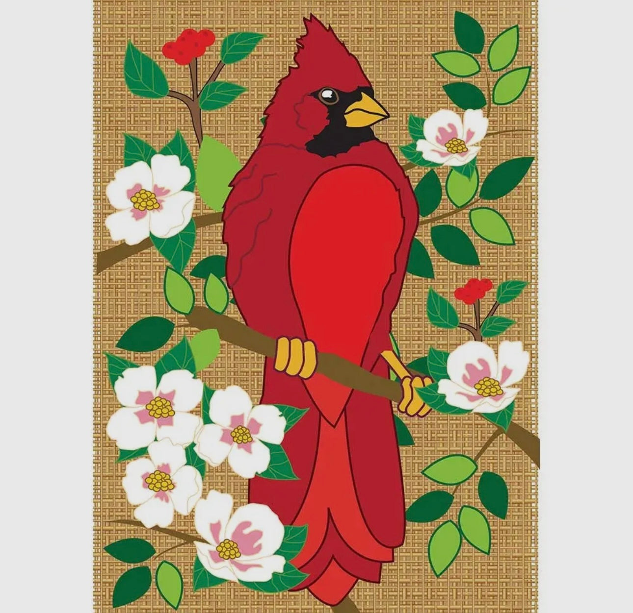 Cardinal Burlap Garden Flag