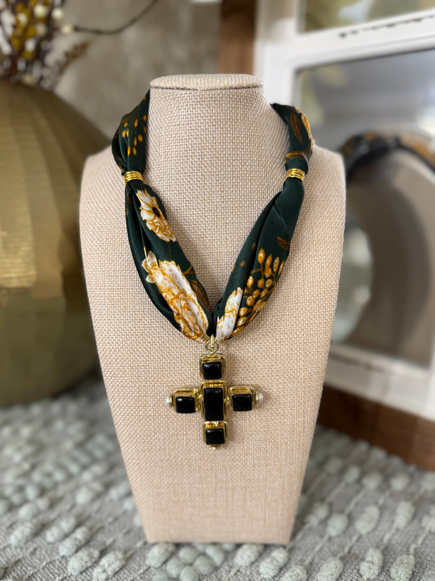 Statement Cross Scarf Necklace