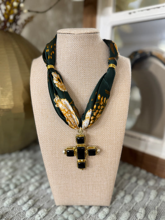 Statement Cross Scarf Necklace