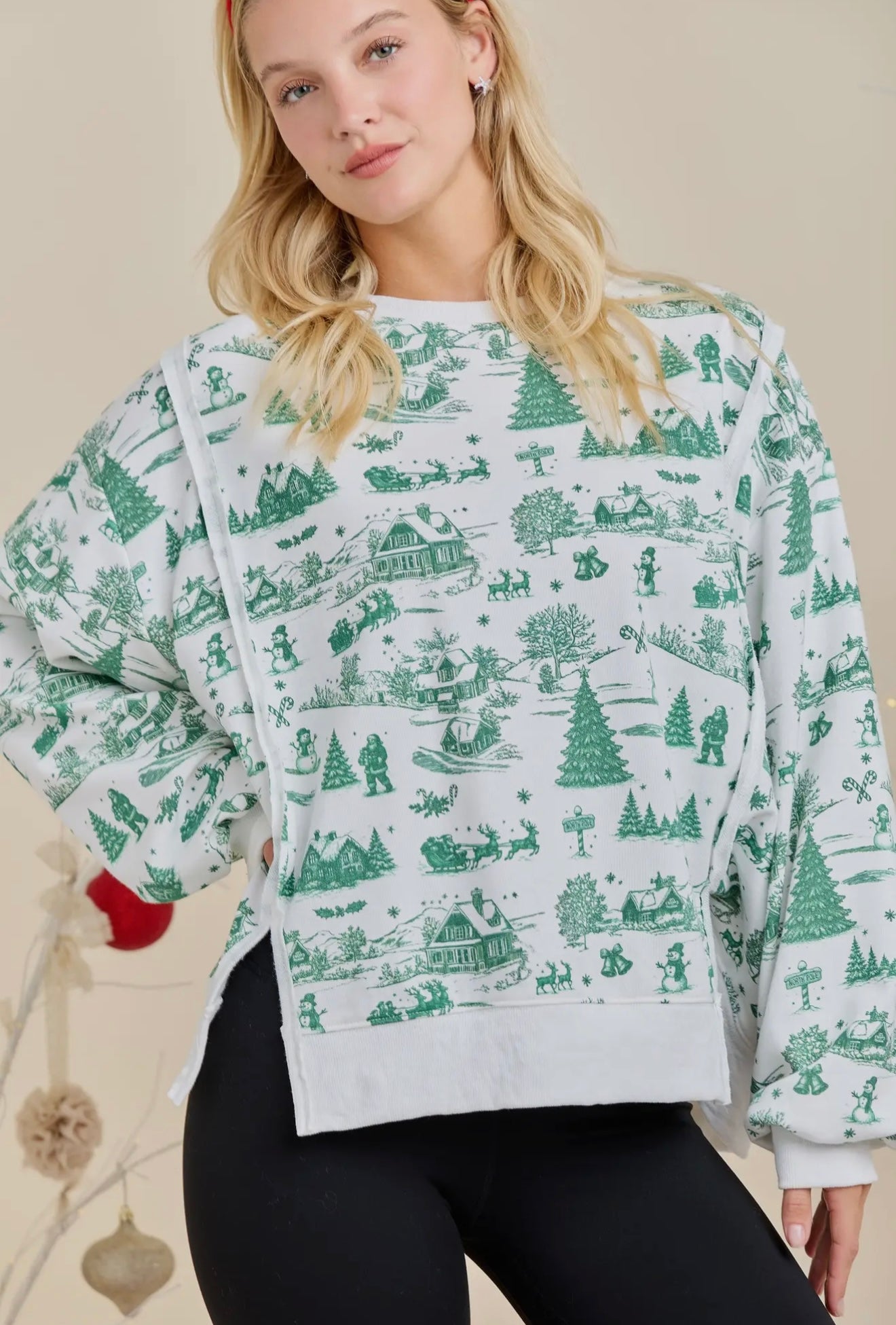 Holiday Toile Oversized Top