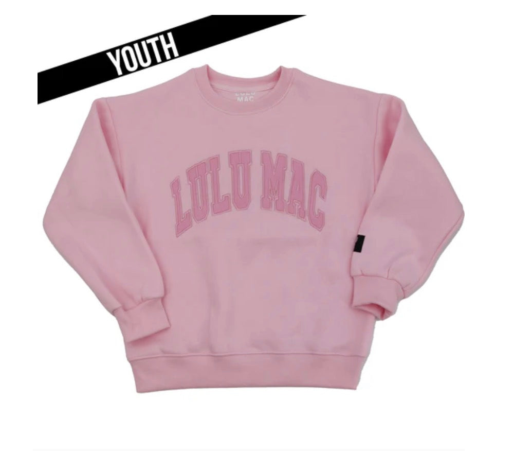 Youth Lulu Mac Light Pink Mono Sweatshirt
