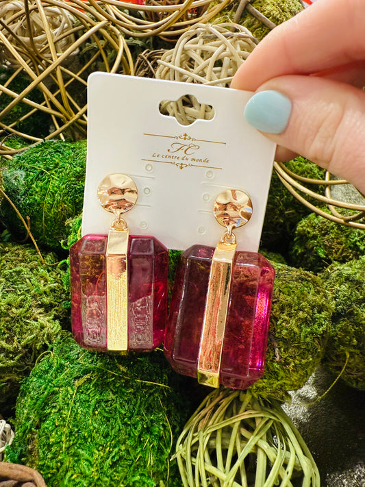 Be Jeweled Earrings-Pink