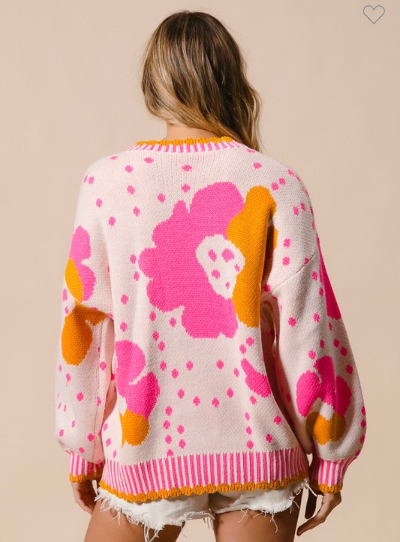 Pink Flower Pattern Sweater