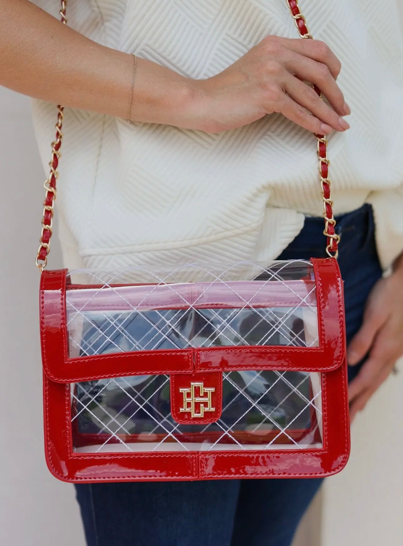 Quinn Quilted Clear Bag Red