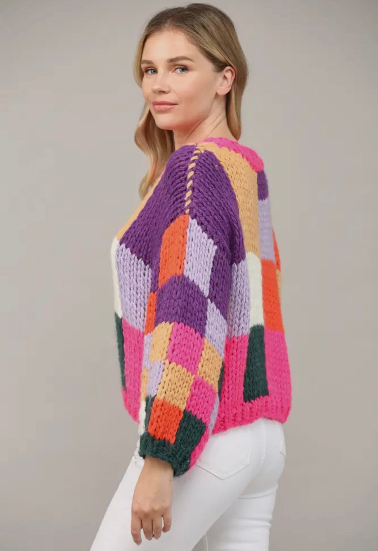 Pink Colorblock Sweater