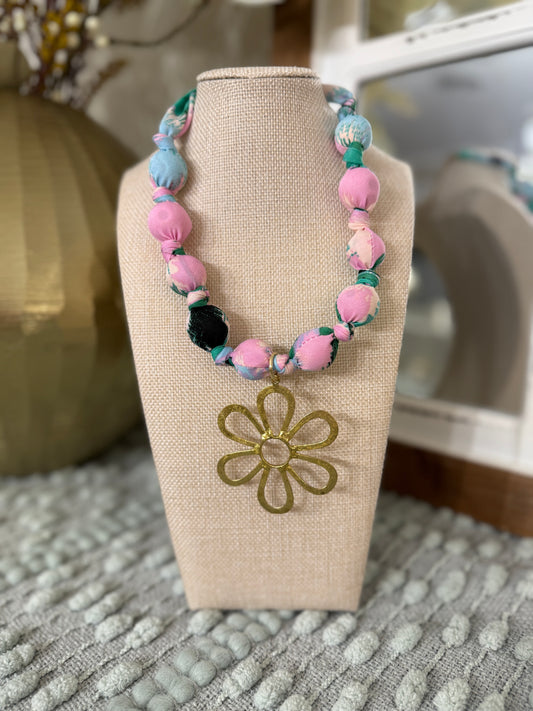Knotted Flower Scarf Necklace