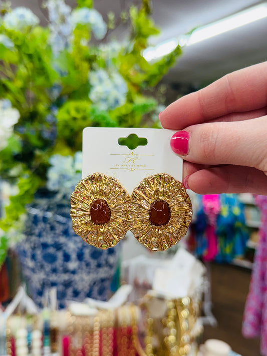 All About It Earrings-Brown