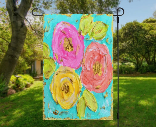 Bright Painted Florals Garden Flag