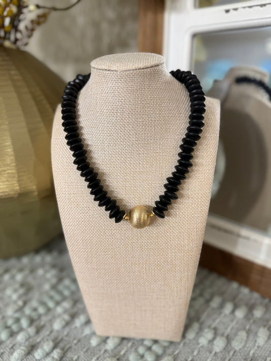 Ball Disc Necklace-Black