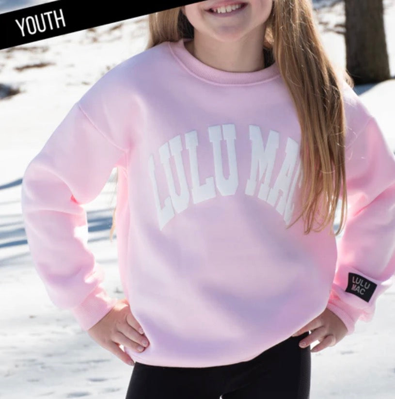 Youth Lulu Mac Pink With White Puff Sweatshirt