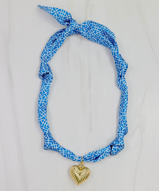 Blue + White Scarf Necklace