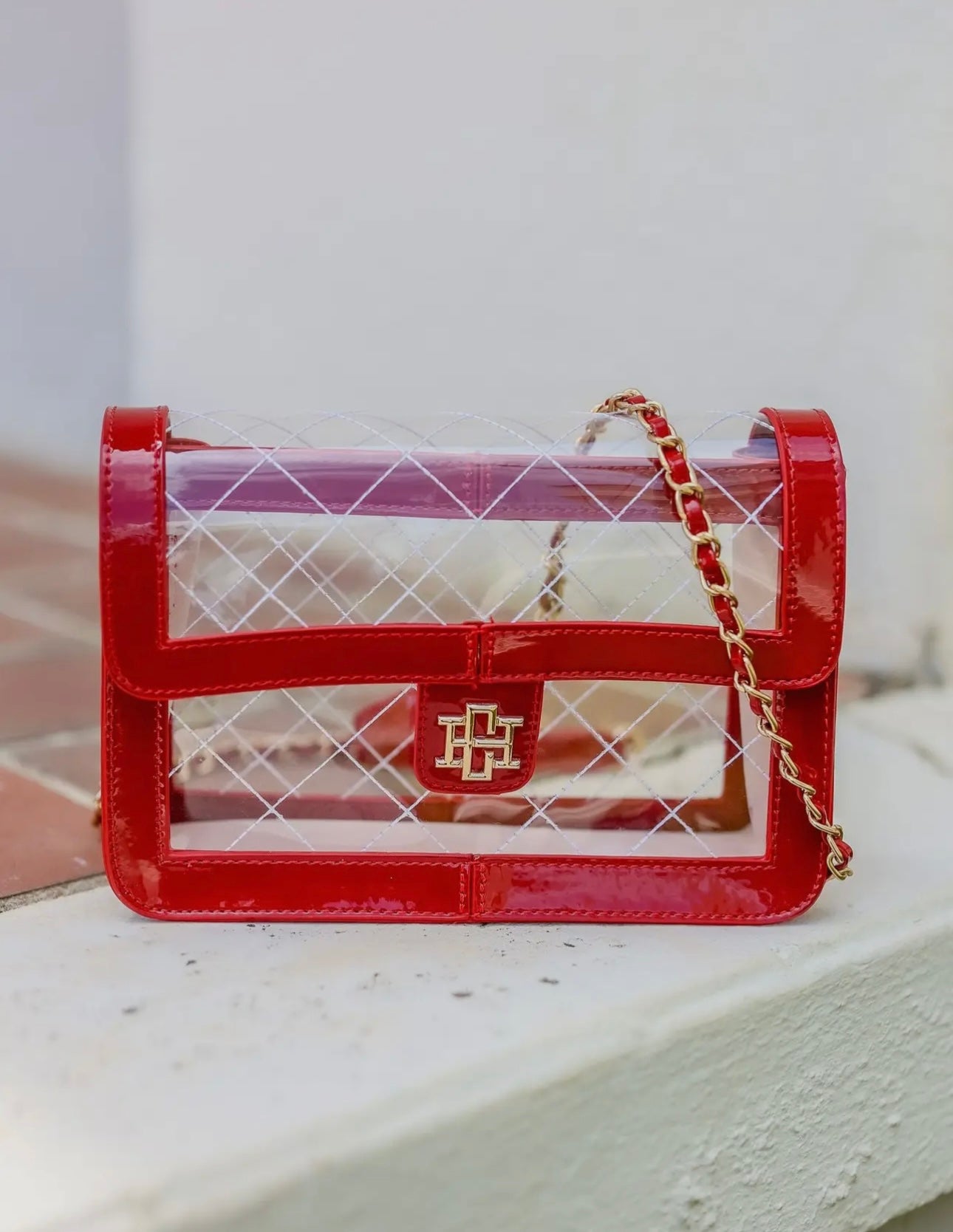 Quinn Quilted Clear Bag Red