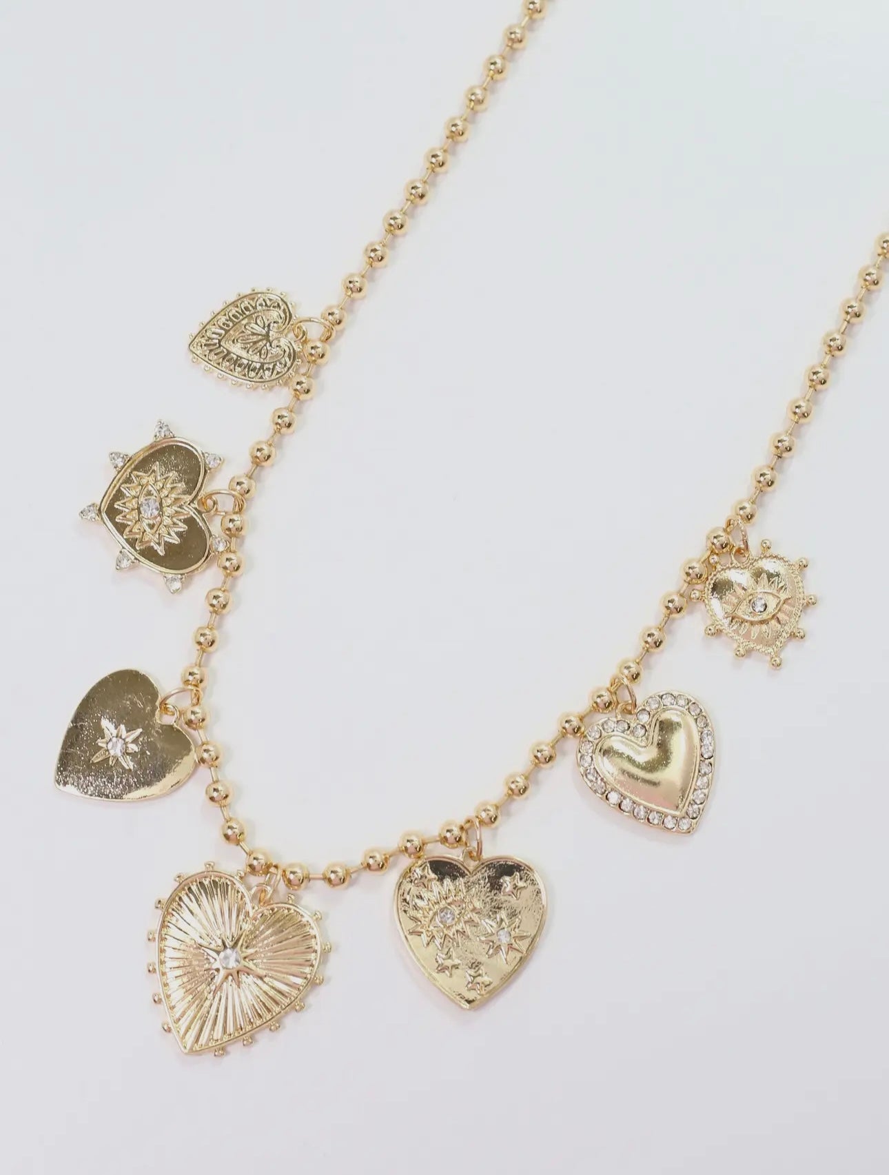 Gold Silverstone Heart Charm Necklace